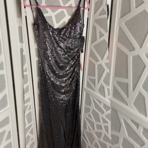 TRIXXI silver emerald long dress